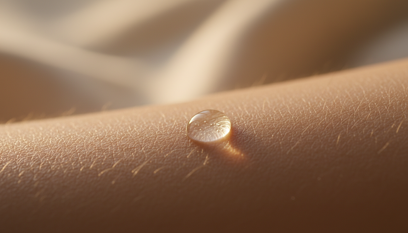 Haut mit Wassertropfen